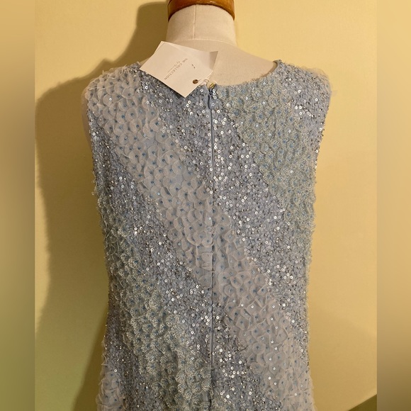 European designer light blue dress, embroidered with silver and blue sequins - Picture 3 of 6
